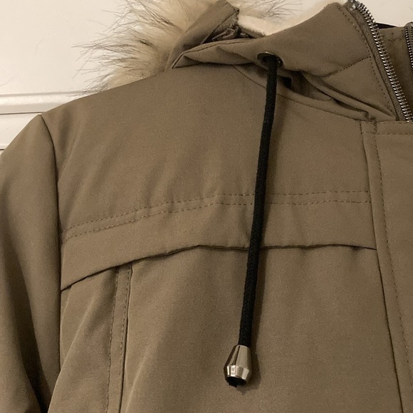 VINCE CAMUTO taupe down blend with luxe faux fur hood outerwear jacket by - Picture 5 of 15